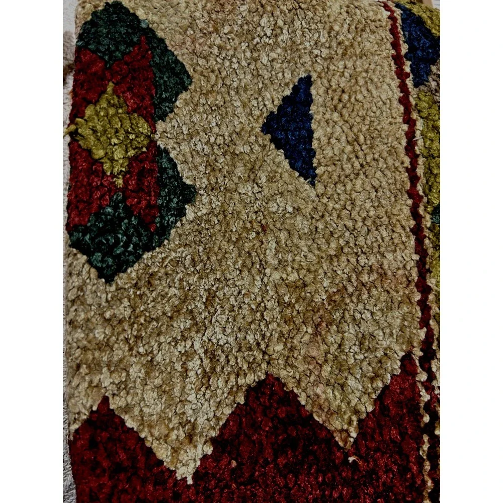 Vintage Soft Hand-Woven Geometric Tribal Pattern Rug 21x36 inches